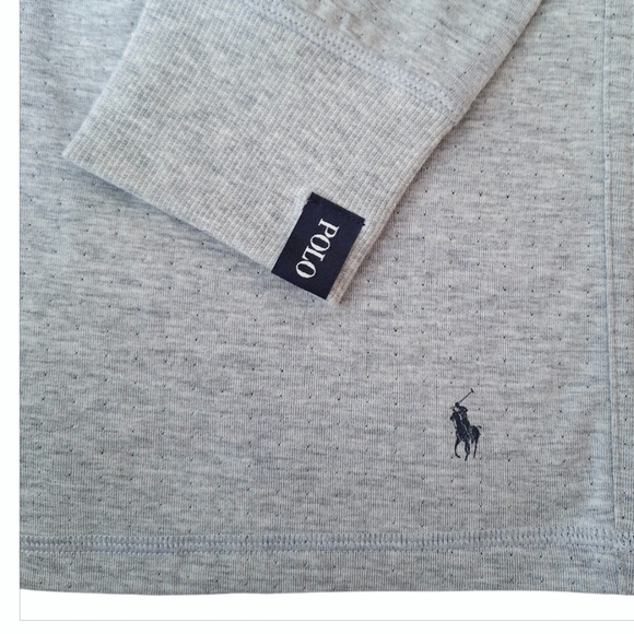 Polo Ralph Lauren Gray Navy Shawl Neck Reversible Lounge Sweatshirt Preppy L - Picture 5 of 8